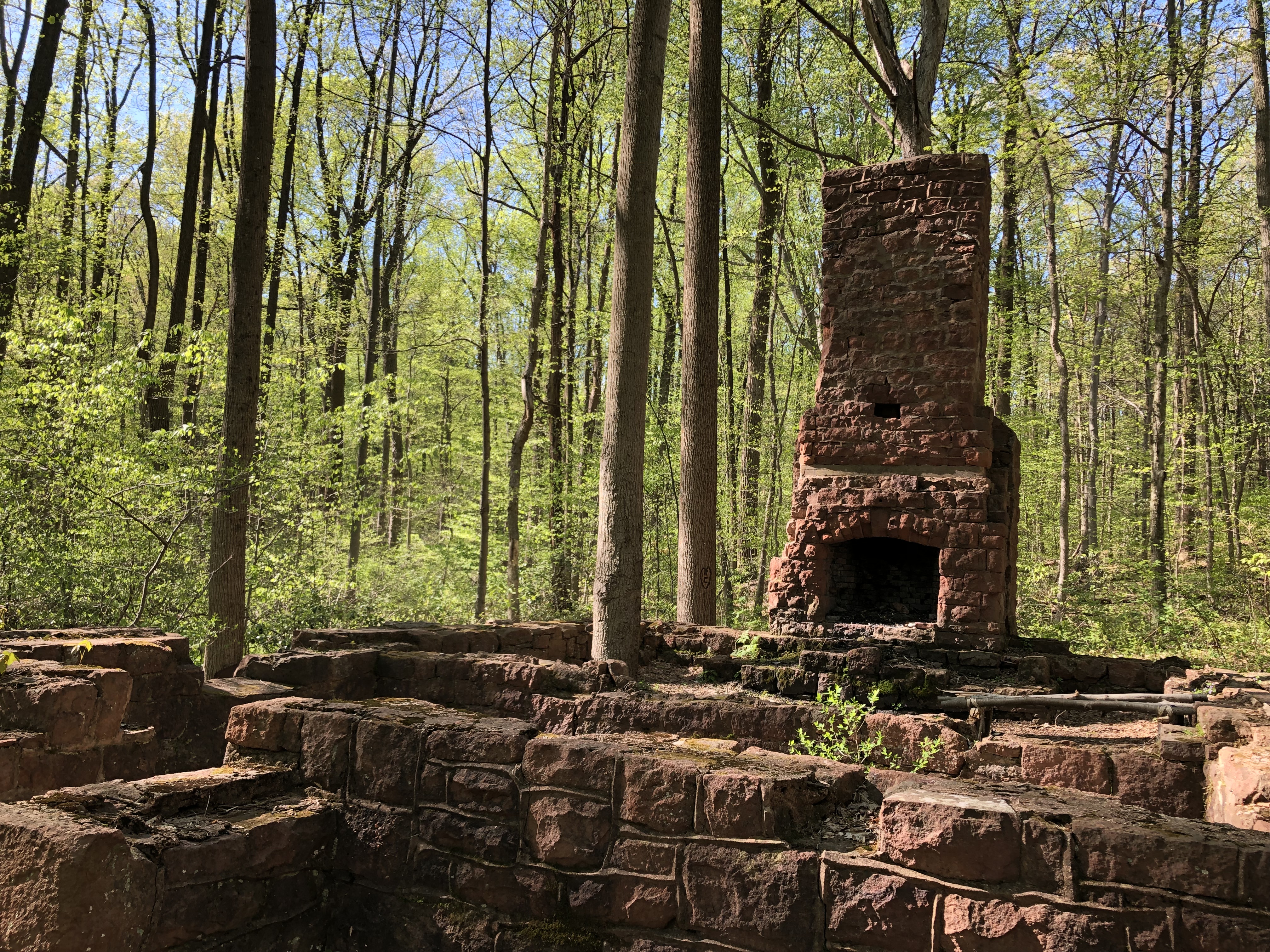 The remains of an old cabin can be explored along Elder's Run Trail.